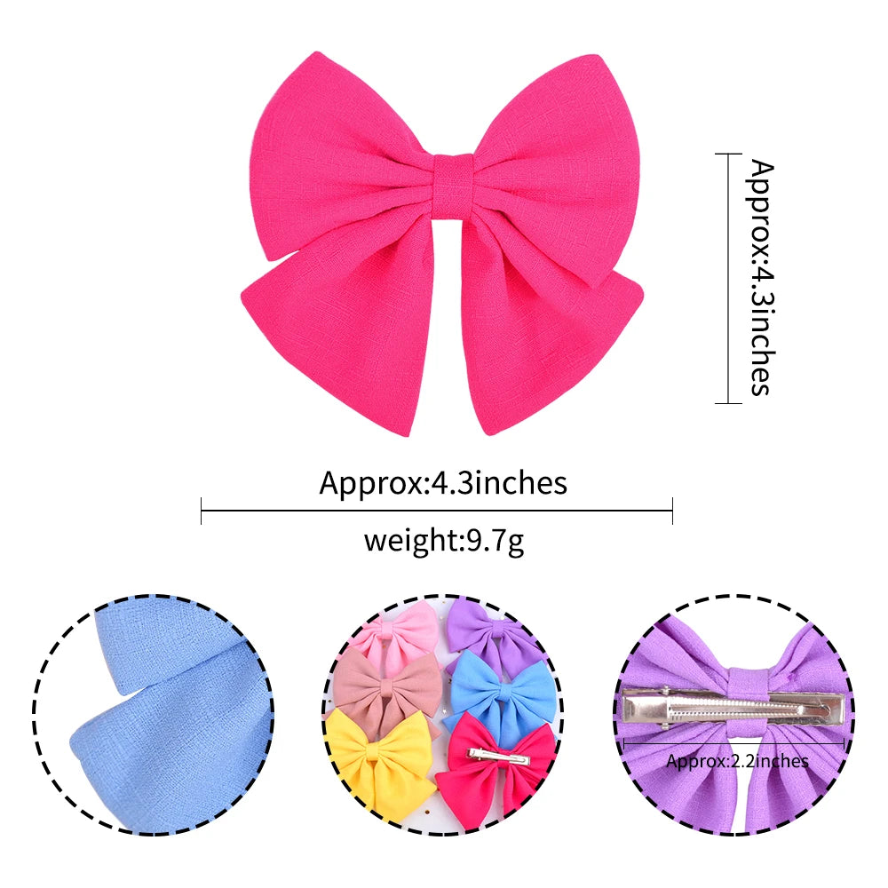 1Pcs Solid Color Cotton Hair Bows With Clip For Children Girls Handmade Hairpins Barrettes Headwear Kids Hair Accessories Gifts