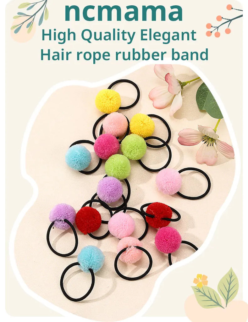 ncmama 16Pcs/lot Sweet Girls Animal Hair Ball Hair Ring Rubber Baby Hair Bands Kids Headwear Korean Hair Accessories Ornaments