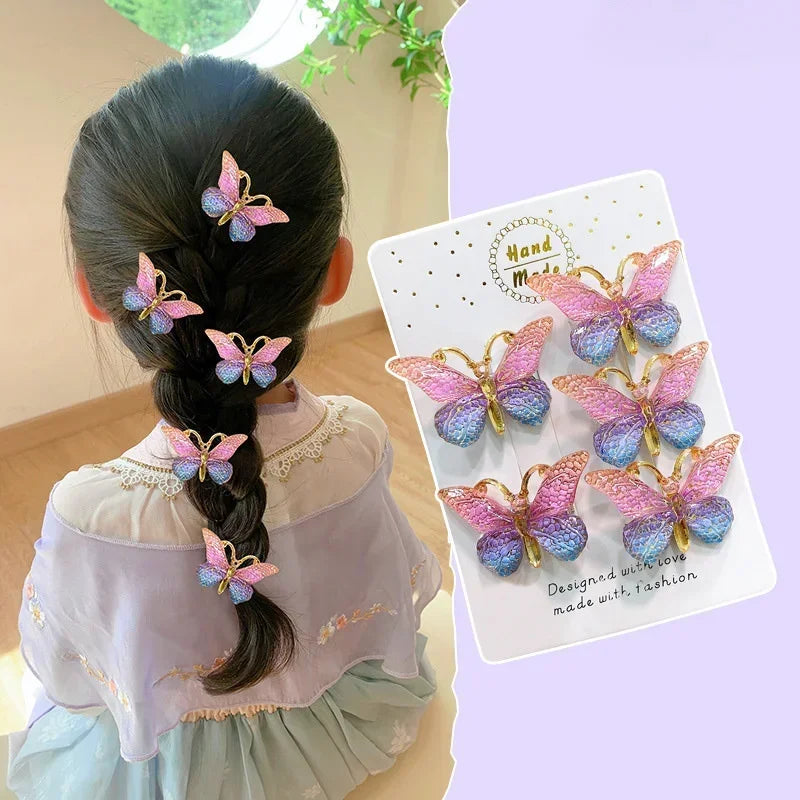 5PCS Sweet Stereoscopic Color Gradient Cute Baby Hairpins Kids Hair Clips Children Headwear Princess Barrette Girls Accessories