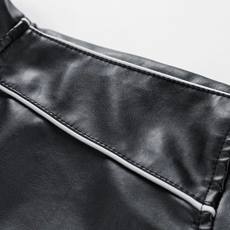 JSN235A2388BO Spring and autumn new men PU leather coat stand collar motorcycle jacket leather men Korean slim trend fashion