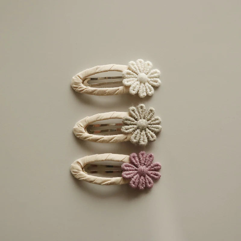 Cute Baby Girl Hair Clips Cotton Lace Triple Flowers Kids Hair Accessories  Princess Barrette Spring Korean Style Hairpins