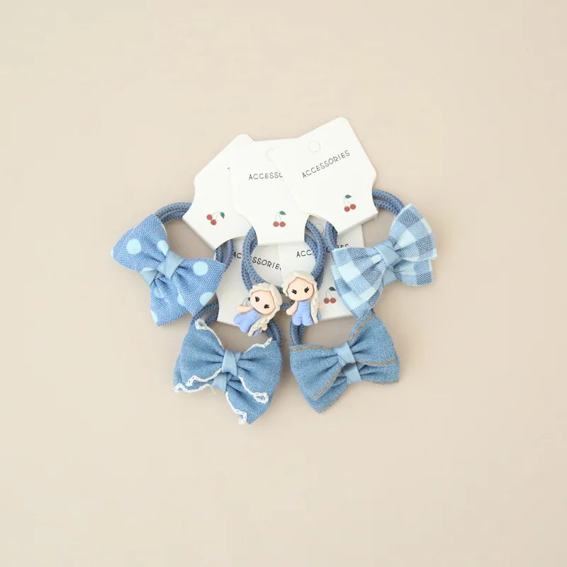 10Pcs/Lot  Children's Cute Headwear Hair Accessories Baby's Basic Bow Tie Band Set Small Scrunchie Kids Elastic Hair Ties