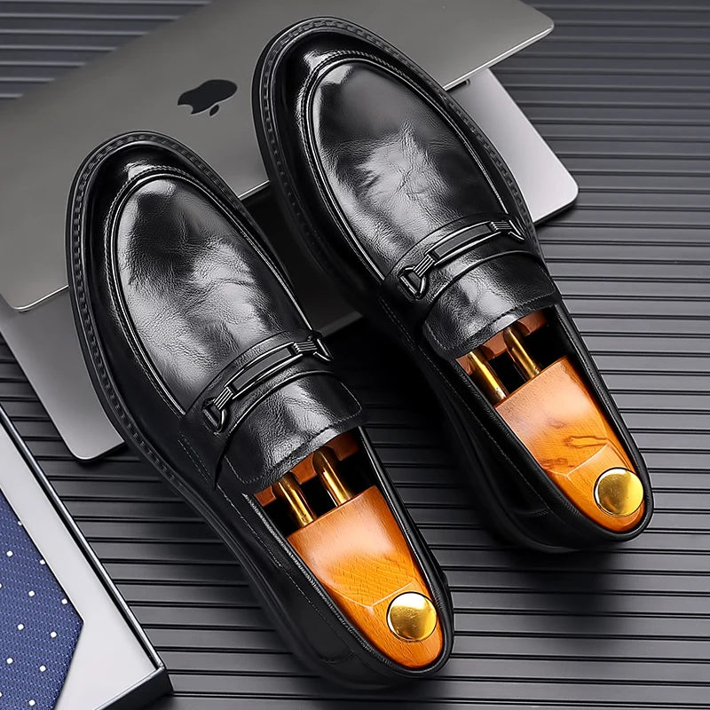 Luxury Brand Leather Men Shoes for Wedding Formal Oxfords Business Casual Office Work Shoes Men Classic Men's Pointy Dress Shoes