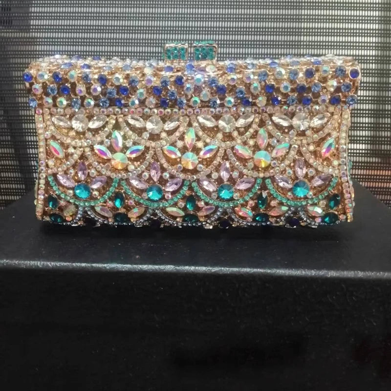 XIYUAN Women Rhinestones Clutch Purse Red Minaudiere Bag For Party Wedding Crystal Evening Bags Handbag Bridal Clutches Bag Lady