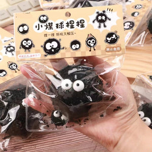 Kawaii Cartoon Funny Briquettes Squishy Toys Black Balls Fluid Slow Rebound Adult Stress Relief Toys Kids Gifts Fingertip Toys