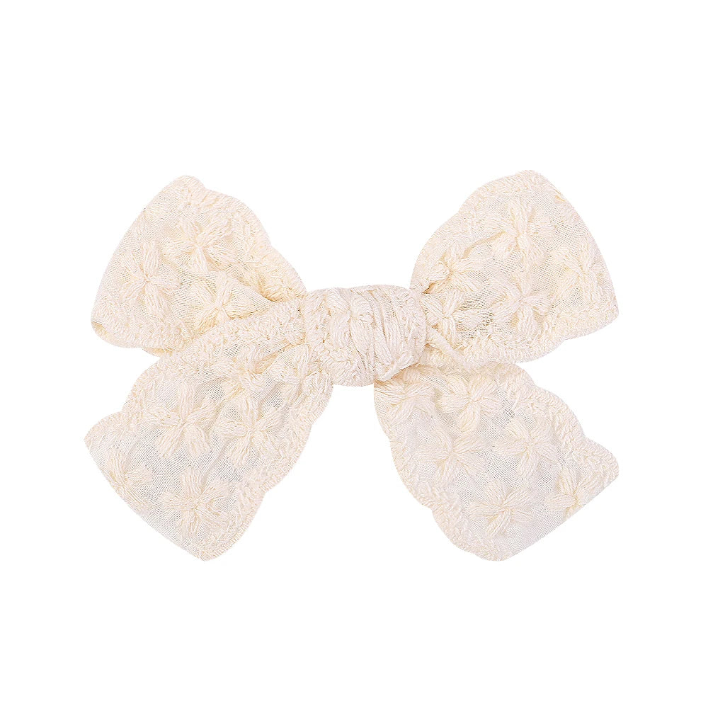 1pcs Embroidery Bowknot Safe Hair Clips for Girls Boutique Bows Hairpins Cute Barrettes Headwear Kids Baby Hair Accessories