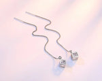 Load image into Gallery viewer, JewelryTop Elegant Fine 925 Sterling Silver Earrings Charms Cube Love Zirconia Sugar Drop  Chain Long Tassel
