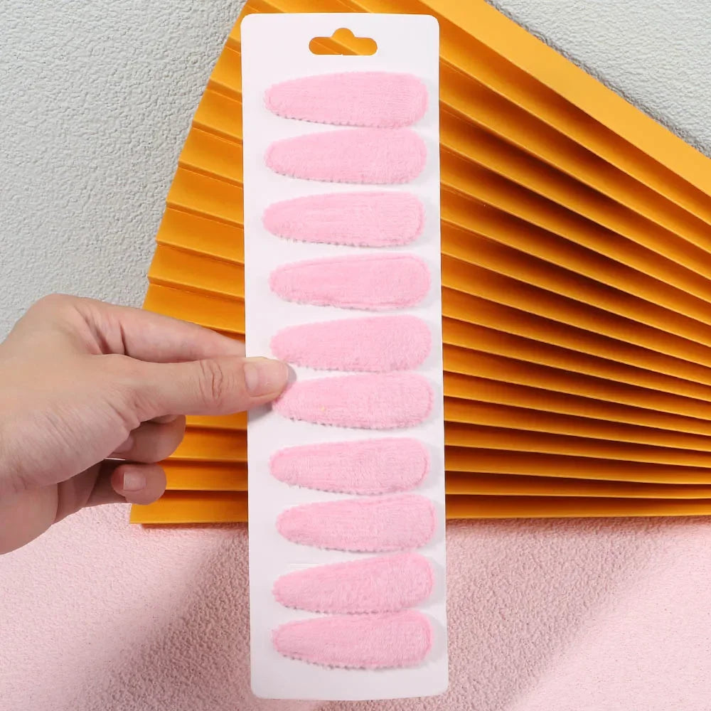 10Pcs/Set Cute Women Solid Plush Snap BB Clip for Girls Hairpin Barrettes Hair Clips Headwear Kids Hair Accessories Wholesale