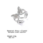 Load image into Gallery viewer, FAMSHIN New Simple Stereoscopic Butterfly Crystal Rings For Women Silver Color Open Adjustable Rings Punk Girls Jewlery Gift
