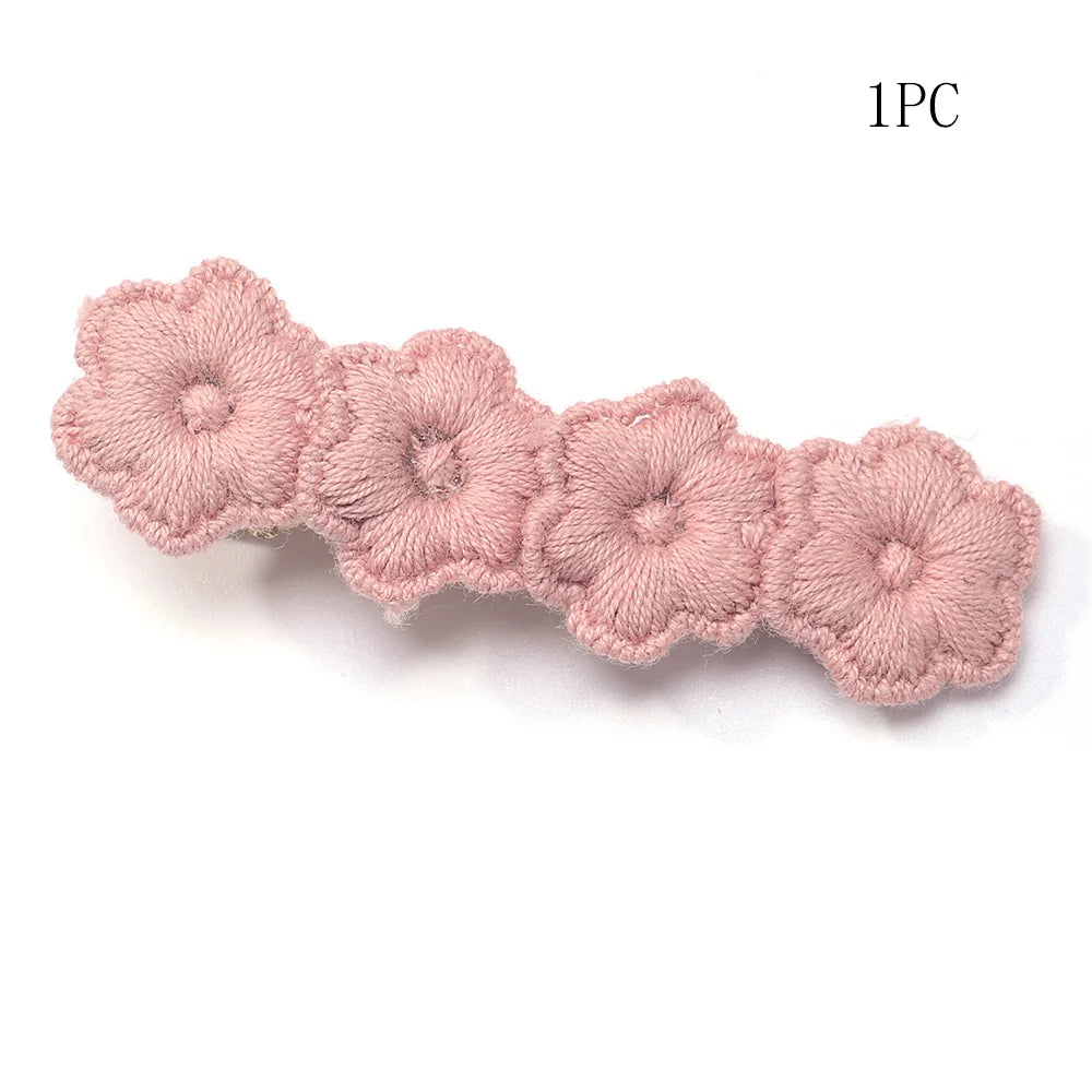 1Pc/6Pcs Flower Hair Clip Embroidery HairPins Lovely Hair Accessories for Kids Fresh Sweet Girl Children Cute Boutique Barrettes