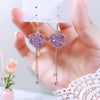 Square Geometry Long Fashion Girl Tassel Flower Purple Rhinestone Earrings Korean Love Heart Wholesale Earring Jewlery For Women