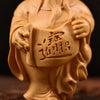 Boxwood Carved Originality【The God of Wealth】Bring Wealth and Lucky Home Decoration Office Accessories Car Ornaments Tea Pet