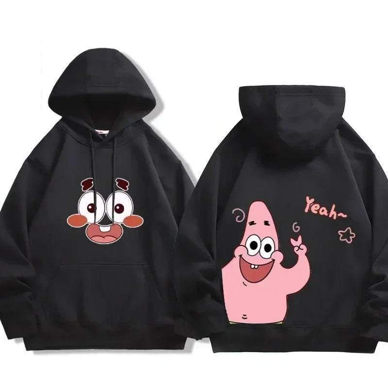 Animation Spongebob Squarepants Cartoon Polyester Sweater for Autumn and Winter Thin or Fleeced Long-Sleeved Hooded Sweatshirt