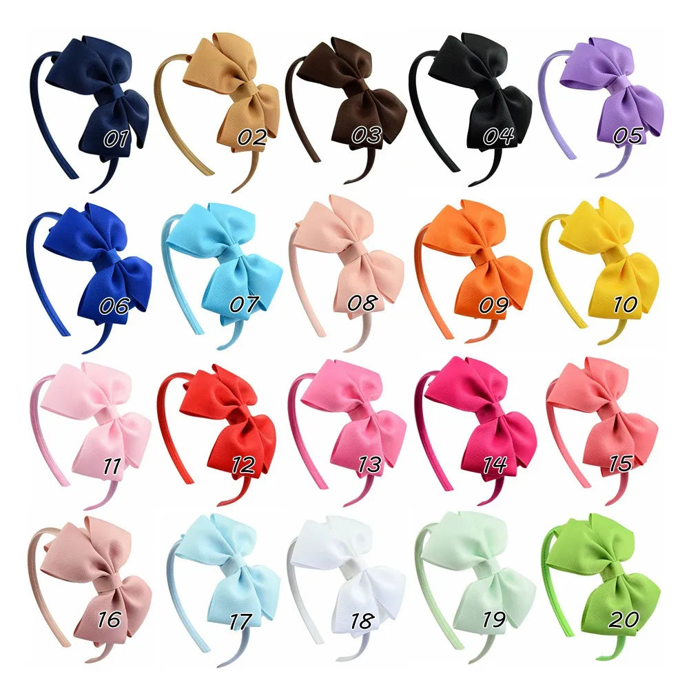 1 Piece Ribbon Handmade Hair Bows Hairbands for Baby Girls 20 Colors Cute Bowknot Solid Headband Headwear Baby Hair Accessories