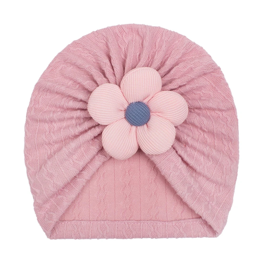 1PCS Antumn Winter Warm Flower Baby Girls Hat Newborn Beanie Kids Toddler Infant Turban Caps Hair Accessories Gifts