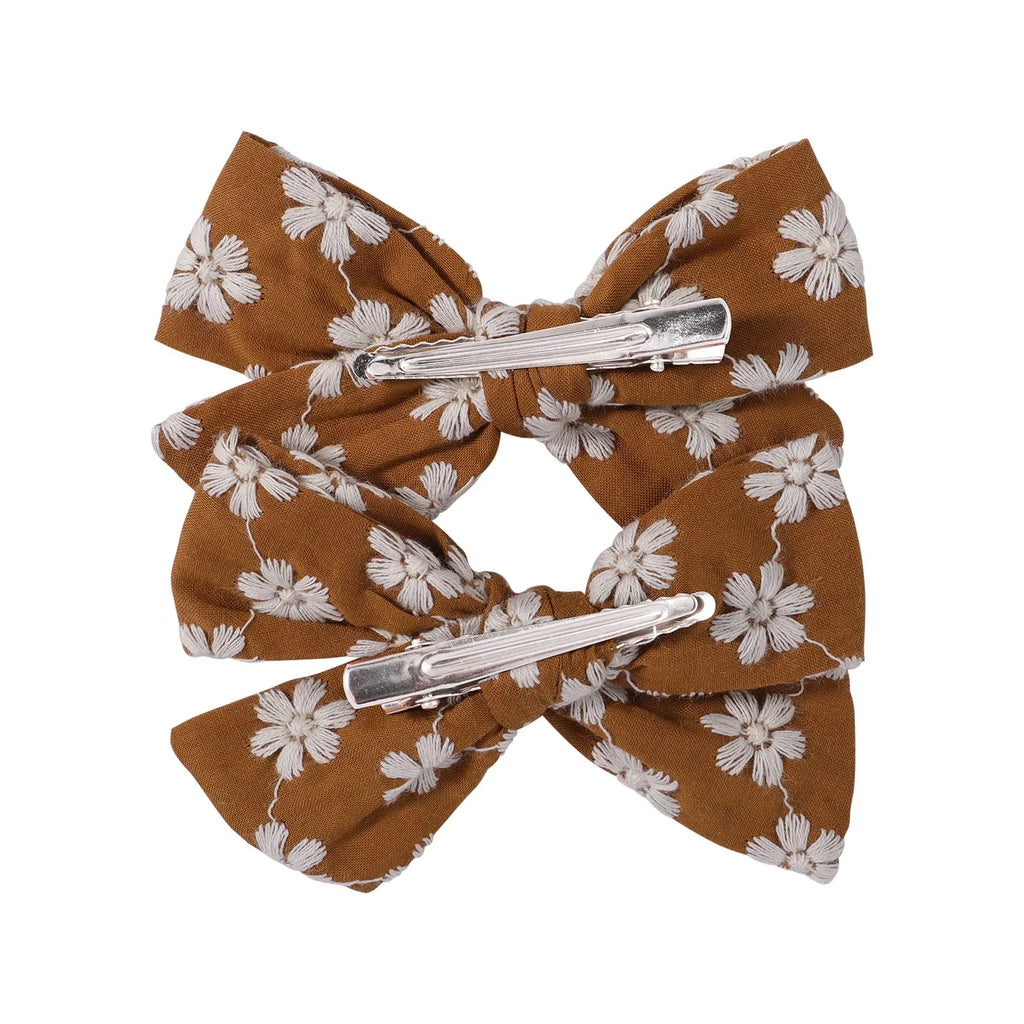 2Pcs/Set Sweet Flower Print Bowknot Hair Clips for Cute Baby Girls Cotton Bows Hairpins Barrettes Headwear Kids Hair Accessories