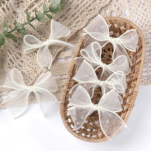 6Pcs White Lace Bow Hair Clips For Baby Girls Lovely Bowknot Hairpin Barrettes Kids Hairgrips Korean Headwear Hair Accessories