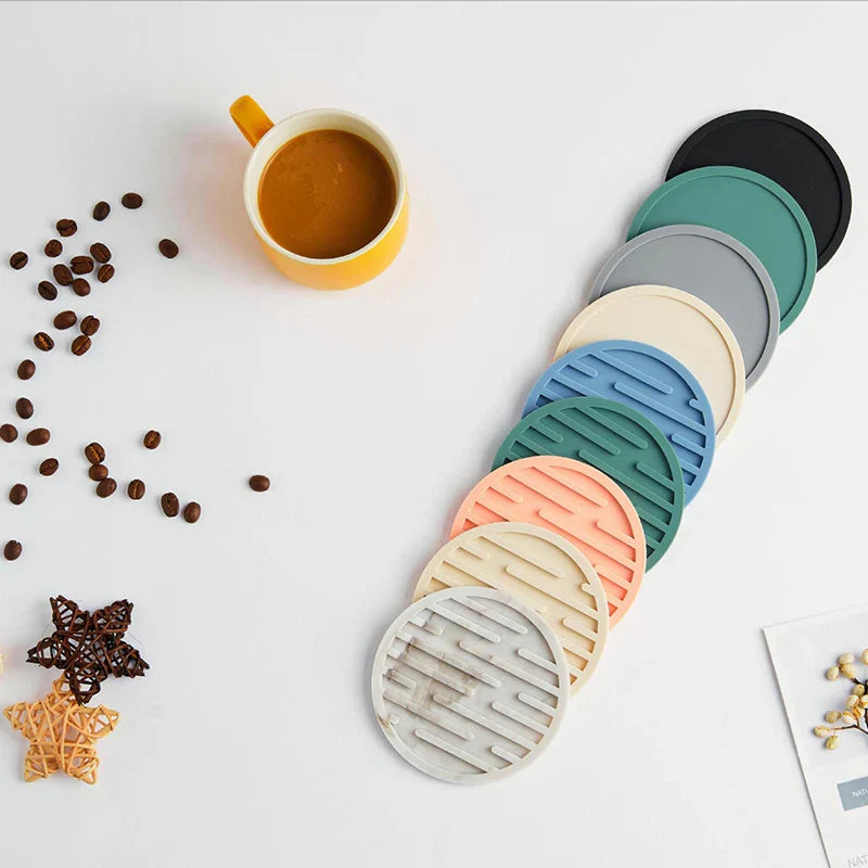 Food Grade Silicone Cup Coaster Tabletop Protection Slip Insulation Pad Glass Cup Mat Hot Drink Holder Home Kitchen Accessories