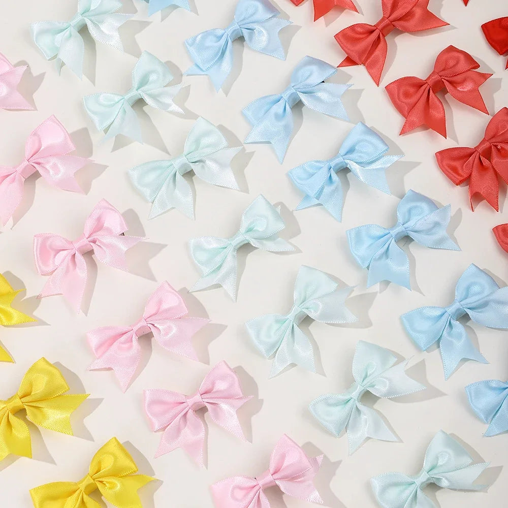 10Pcs/Set Cheer Bow Solid Ribbon Hair Clips Pin for Girl Handmade Bows Hairpin Barrettes Children Headwear Kids Hair Accessories