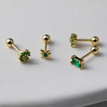 Load image into Gallery viewer, CCFJOYAS 1 pair of 925 Sterling Silver Green Zircon Gold Stud Earrings Women Piercing Clips Wedding Crystal Jewelry Wholesale
