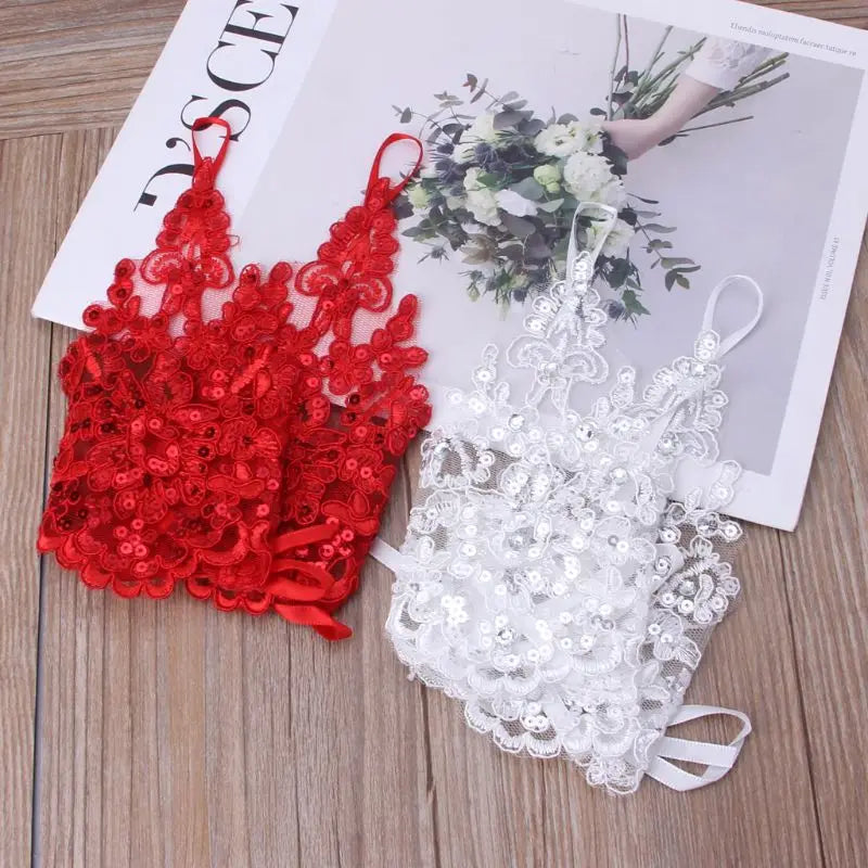 Girls Princess Gloves Girls Dress Glove Lace Diamond Performance Photography Costume Wedding Accessories for Kids Birthday Gift