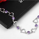 Load image into Gallery viewer, KCRLP Noble 925 Sterling Silver Bracelet Heart Purple Crystal Zircon  For Woman Party Engagement Jewelry
