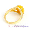 Yellow Amber Ring Fashion 925 Silver Charm Gemstone Zircon Women Gift Amulet Jewelry Natural Crystal