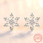 Load image into Gallery viewer, 925 Sterling Silver New Jewelry Crsytal Snowflake Stud Earrings For Woman Fashion XY0236
