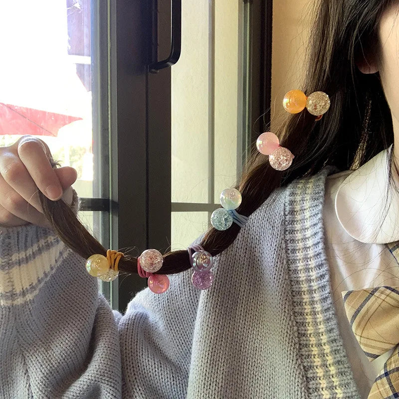 2pcs children colorful hair rubber bands elastic ball hair ties for kids girls cute hair balls hair rope baby hair accessories