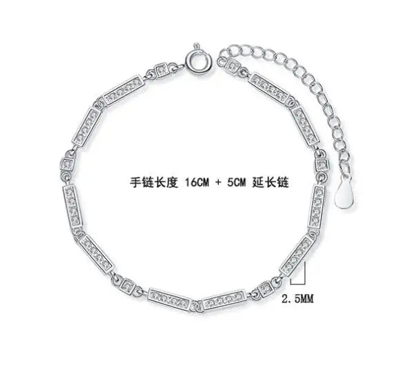 Luxury Real 925 Sterling Silver Fashion Simple Dazzling CZ Tennis Chain Bracelets For Women Wedding Fine S925 Jewelry DA1715