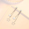 Genuine 925 Sterling Silver Jewelry Long Chains Star Drop Earrings For Lady New XY0026