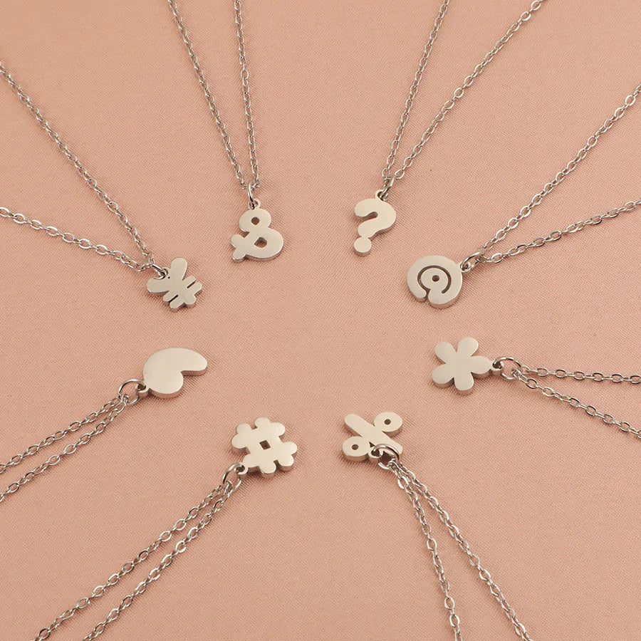 304 Stainless Steel 45cm Chain Question Mark Flower Necklace Jewlery Not Fade Silver Color