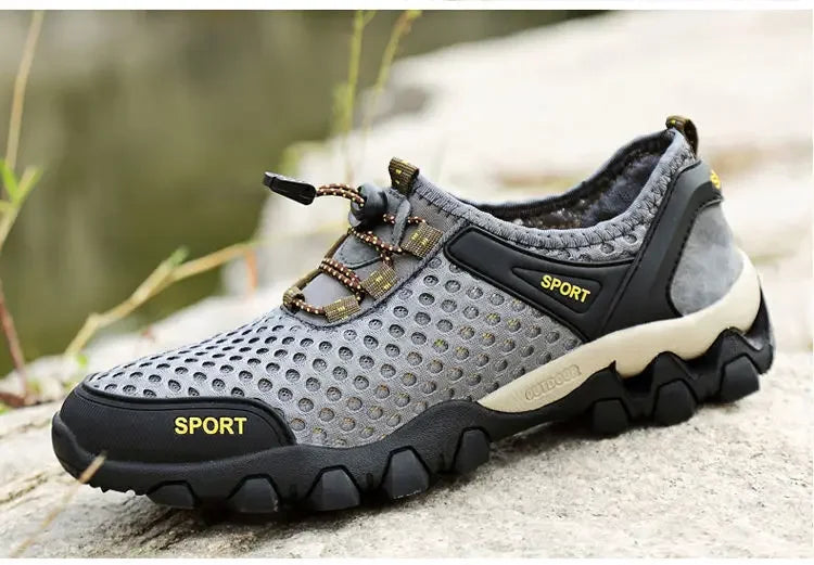 Men Casual Tennis Sneakers Summer Fashion Breathable Mesh Shoes Mens Non-Slip Hiking Shoes Sneaker for Men Climbing Trekking