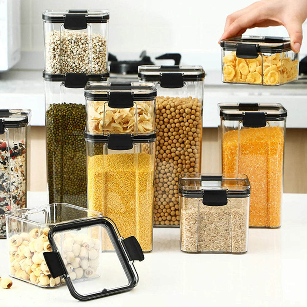 Sealed Plastic Food Storage Box Candy Dried Jars Fridge StorageTank Containers Household Items Kitchen Organizer 460ml 700ml