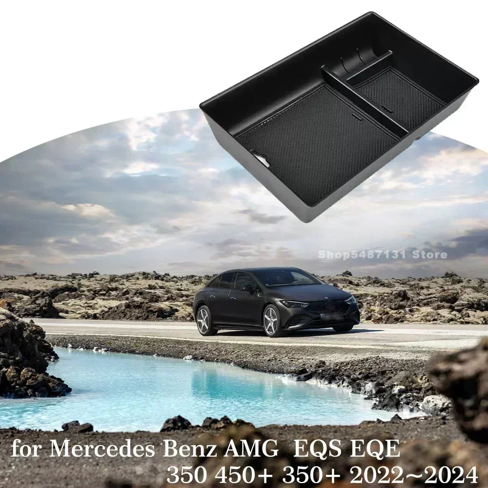 For Mercedes Benz AMG EQS EQE 350 450+ 2022 2023 2024 Car Organizer Box Armrest Storage Center Console Sundries Tray Accessories