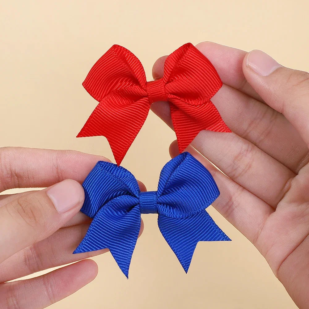 10Pcs/Set Cheer Bow Solid Ribbon Hair Clips Pin for Girl Handmade Bows Hairpin Barrettes Children Headwear Kids Hair Accessories