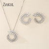 ZAKOL Fashion Leaf AAA Zircon Wedding Jewelry Sets For Women Party Gift Sliver Color Crystal Earrings Necklace Set Wholesale