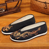 Old Beijing Cloth Shoes Men Soft Sole Chinese Embroidery Male Shoes Chinese Style Yellow Black Dragon Round Mouth Loafer Shoes