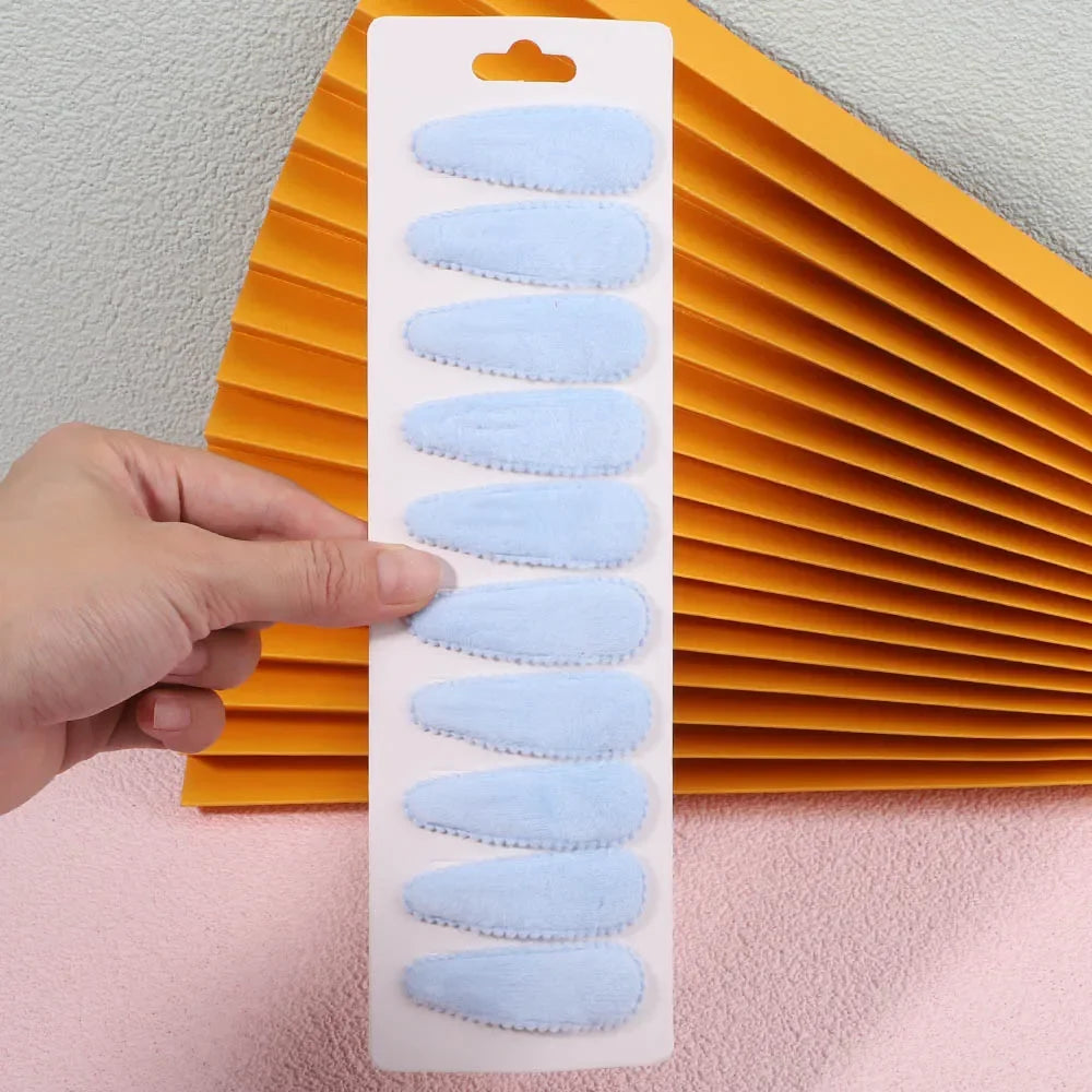 10Pcs/Set Cute Women Solid Plush Snap BB Clip for Girls Hairpin Barrettes Hair Clips Headwear Kids Hair Accessories Wholesale