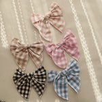 Load image into Gallery viewer, Cute Baby Girl Hair Clips 5.7 In Big Bow Handmade Cotton Vintage Plaid Kids Hairgrips Children Hair Accessories Spring New
