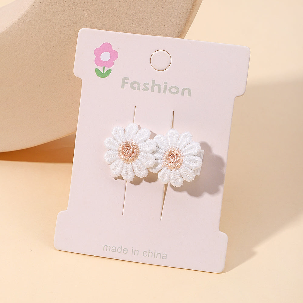 5/2/1/pcs Ins Daisy Flower Hair Clips Baby Girl Hairpins for Kids Lace White Barette Princess Hooks Infant Accessories Korean