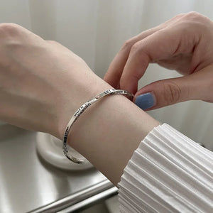 925 Sterling Silver Mobius Ring Inscription English Letters Customized Bracelets for Women Fine Jewelry Minimalist Accessories