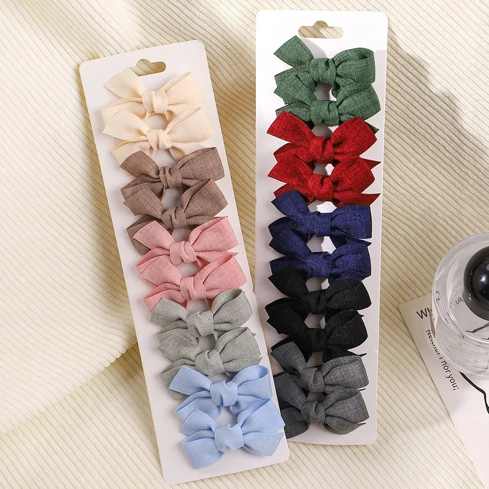 10Pcs/Set Girls Solid Hairpins Hair Bows Clips Gift Nylon Safe Hair Clip Barrettes for Infants Toddlers Kids Hair Accessories