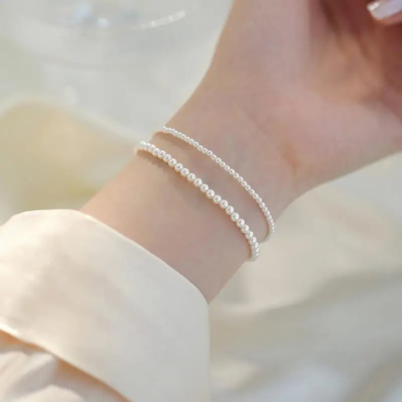 Simple Retro Imitation Pearls Bracelet For Women Stretch Acrylic Bead Men Bracelet Fashion Party Jewelry Pearl Wristband Gift