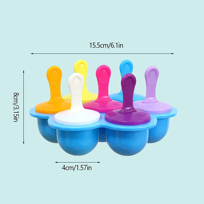 7 Holes DIY Ice Cream Pops Silicone Mold Ice Cream Ball Maker Popsicles Molds Baby Fruit Shake Home Kitchen Accessories Tool