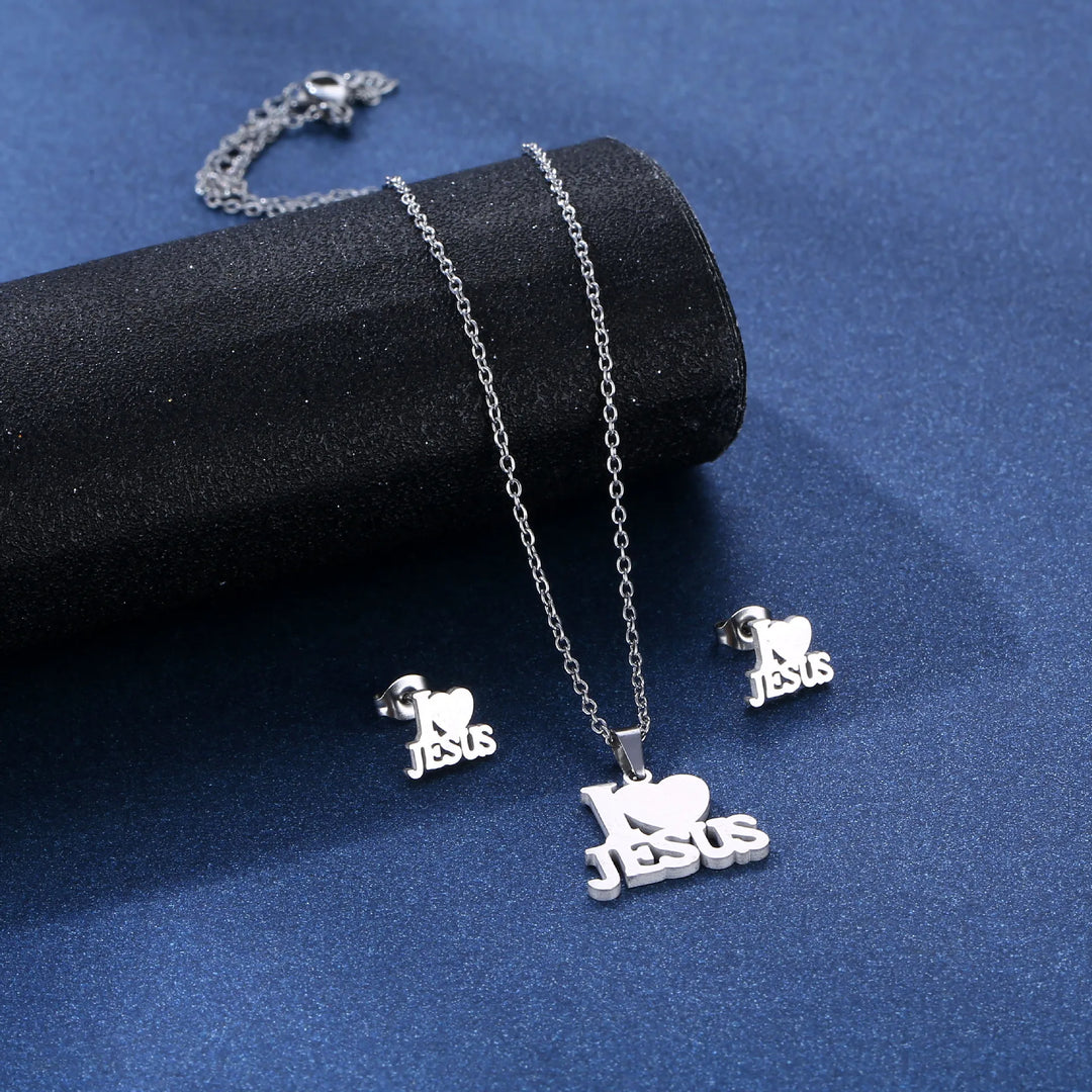 Stainless Steel Letter mama Pendant earring Necklace Set Women charm Mother Day Love Heart Gifts Mom Jewelry Bijoux TZ201