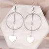 Stainless Steel Earrings Sweet Hearts Exaggerated Geometric Big Circle Stick Tassel Pendants Earrings For Women Jewelry Gifts