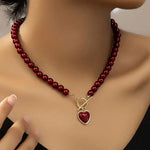 Load image into Gallery viewer, Electroplating Pearl Bracelet Necklace Set Alloy Creative Love Pendant Necklace Set Light Luxury Fashion Love Collarbone Chain

