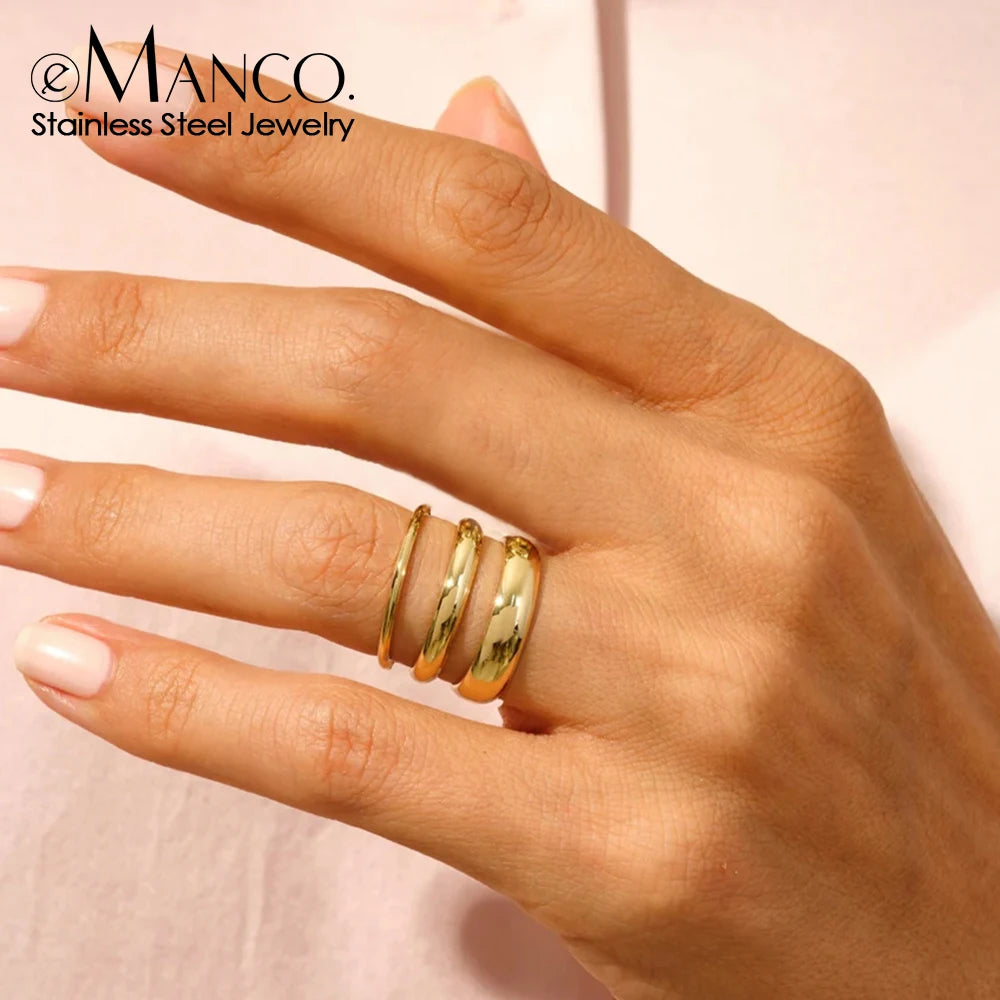 e-Manco Classic Style Rings for Stacking Stainless Steel Rings For Woman For Gift Jewelry Size 5 6 7 Jewelry Accessories