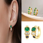 Load image into Gallery viewer, Dainty Colored Cubic Zirconia Hoop Earrings for Women New Luxury Trendy Lady Ear Circle  Wedding Modern Jewelry
